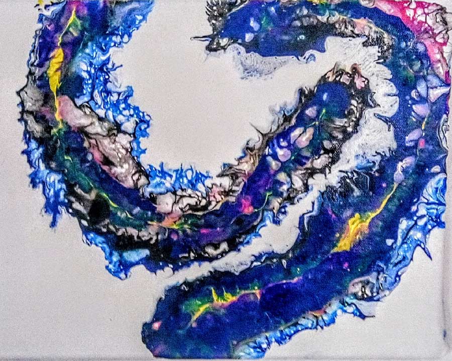 Beate Hecht: Wasserdrachen (24 x 30 cm, Acryl auf Leinwand, Dutch Pouring - Föntechnik) Beate Hecht: Wasserdrachen (24 x 30 cm, Acryl auf Leinwand, Dutch Pouring - Föntechnik)