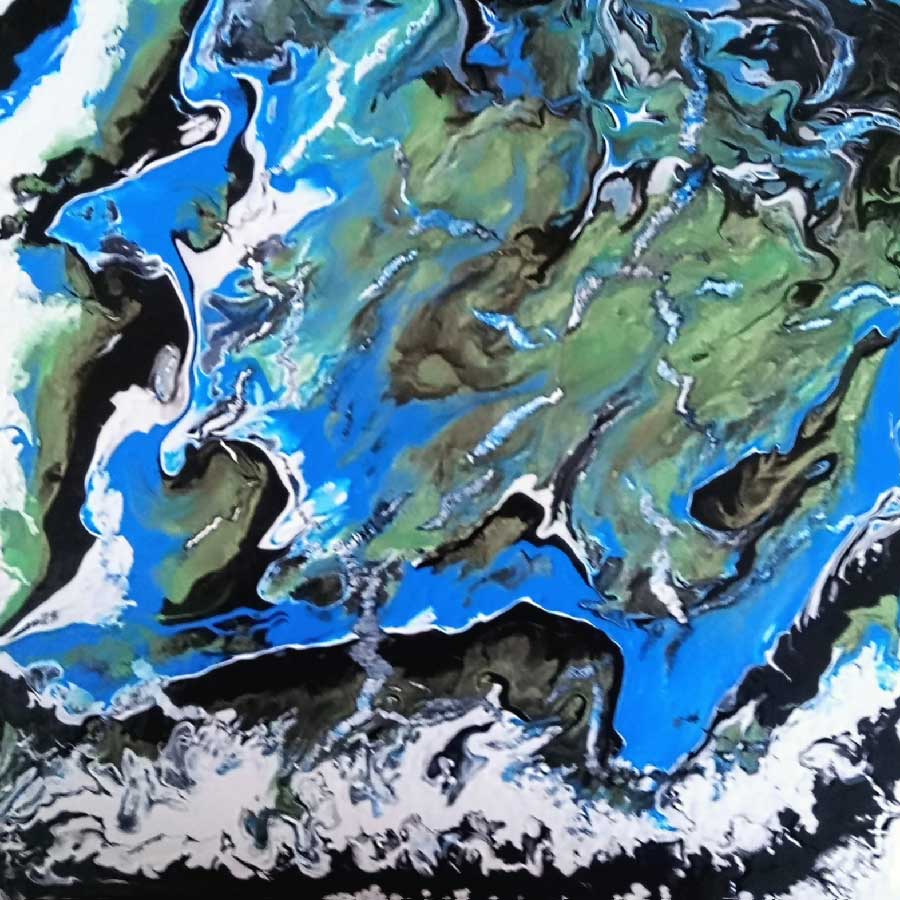 Beate Hecht: Wassergeschöpfe (30 x 30 cm, Acry auf Leinwand, Kipptechnik - Pouring) Beate Hecht: Wassergeschöpfe (30 x 30 cm, Acry auf Leinwand, Kipptechnik - Pouring)